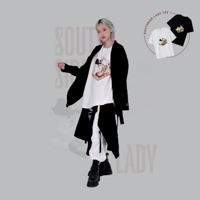 SOUTH SIDE LADY TEE (BLACK/ WHITE) - YOUNG VIETNAMESE LADY COLLECTION