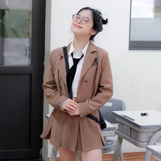 HOLO CROP BLAZER / Nâu