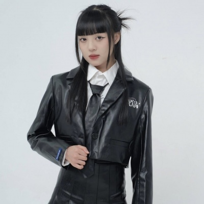 Signature leather blazer/black