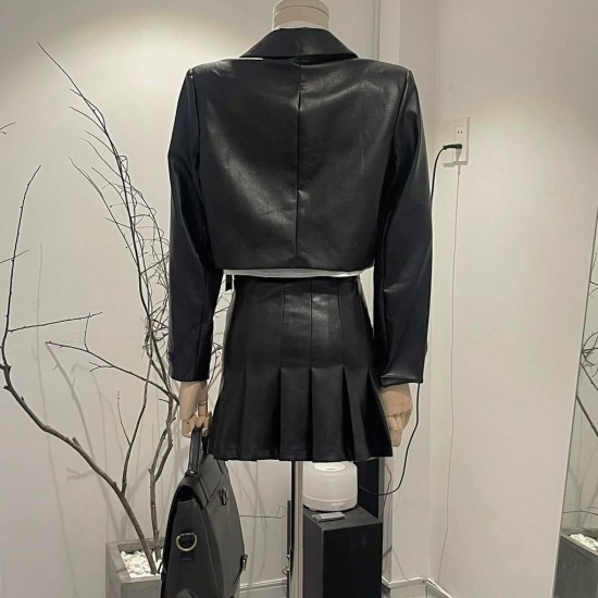 Signature leather blazer/black